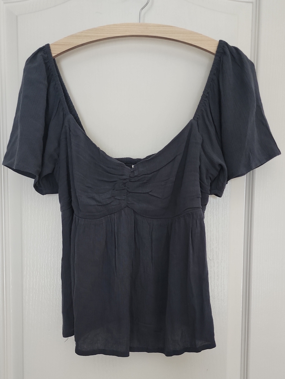 O'Neill Reema Slate Scoop Neck Short Sleeve Gauze Blouse